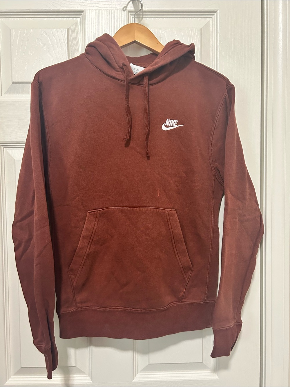 Nike Unisex Maroon Cotton Hoodie Size XS Y2K 90s Spellout Logo Regular Fit